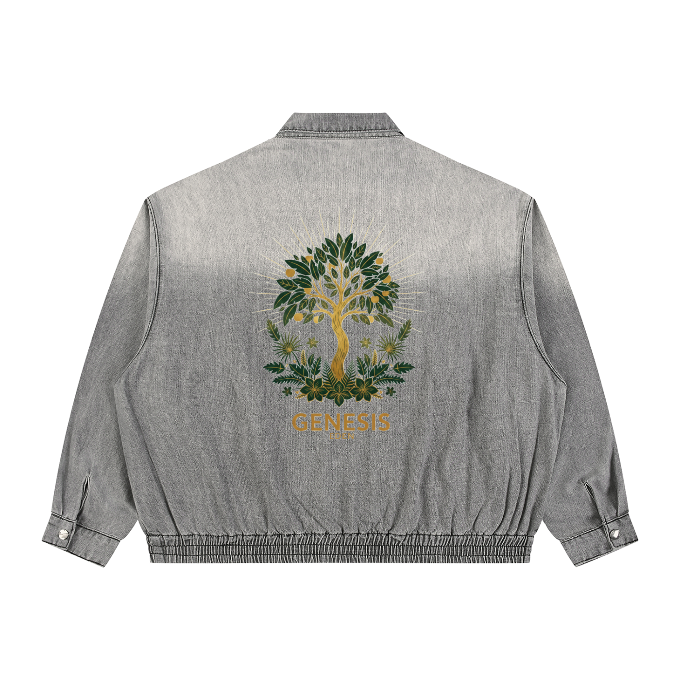 THE GENESIS COLLECTION: THE GARDEN Unisex Vintage Wash Full-Zip Denim Jacket