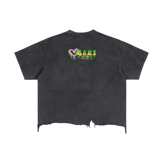 YEAH, IM A CHRISTIAN, BUT DONT PUSH ME! Vintage Wash Boxy Distressed Hem T-Shirt