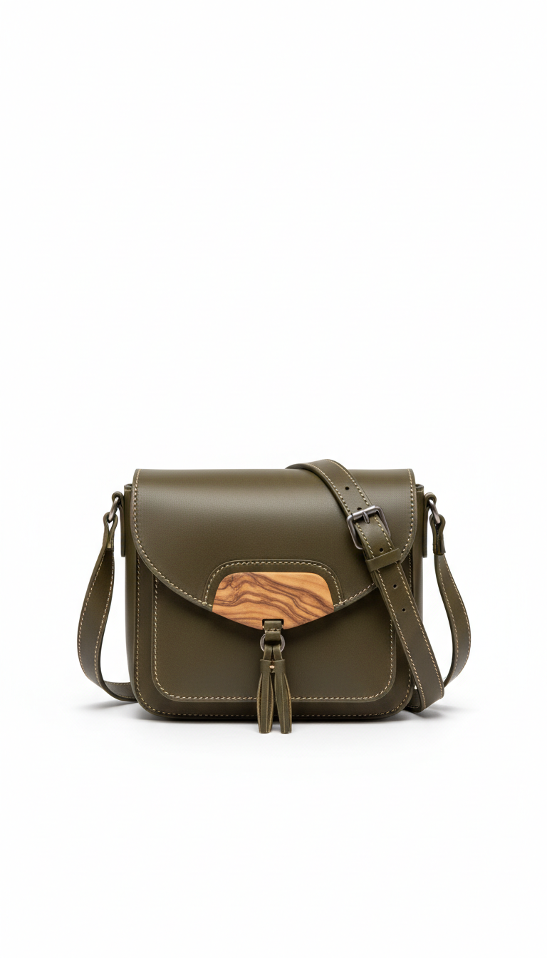 Olivewood leather crossbody bag