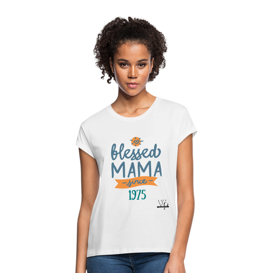 Blessed Mama Since Customizable Women's Relaxed Fit T-Shirt - white