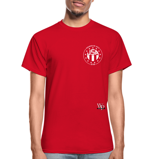 USA 4th of July Unisex Tshirt (White Logo) - red