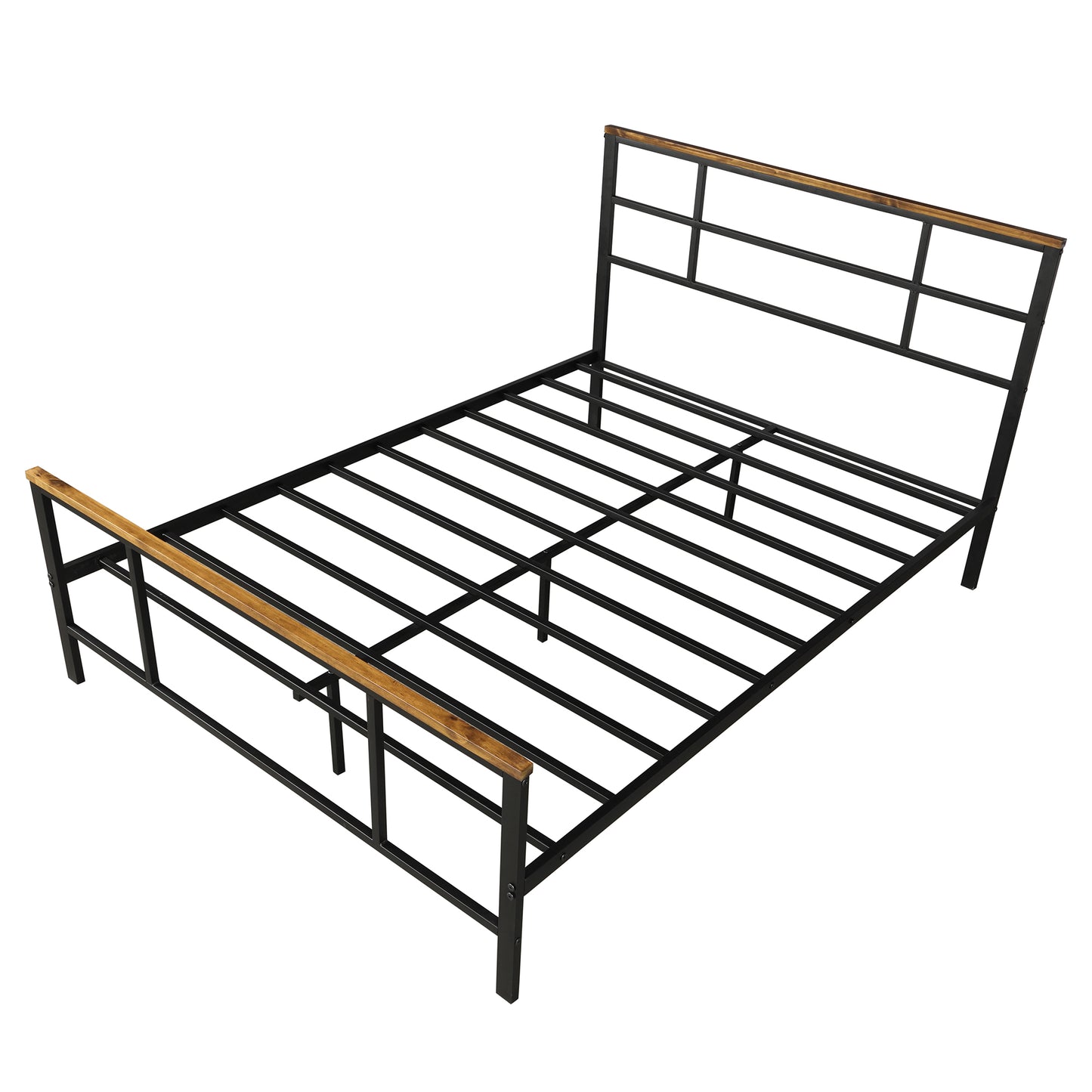 Metal bed with wood decoration (Twin size)