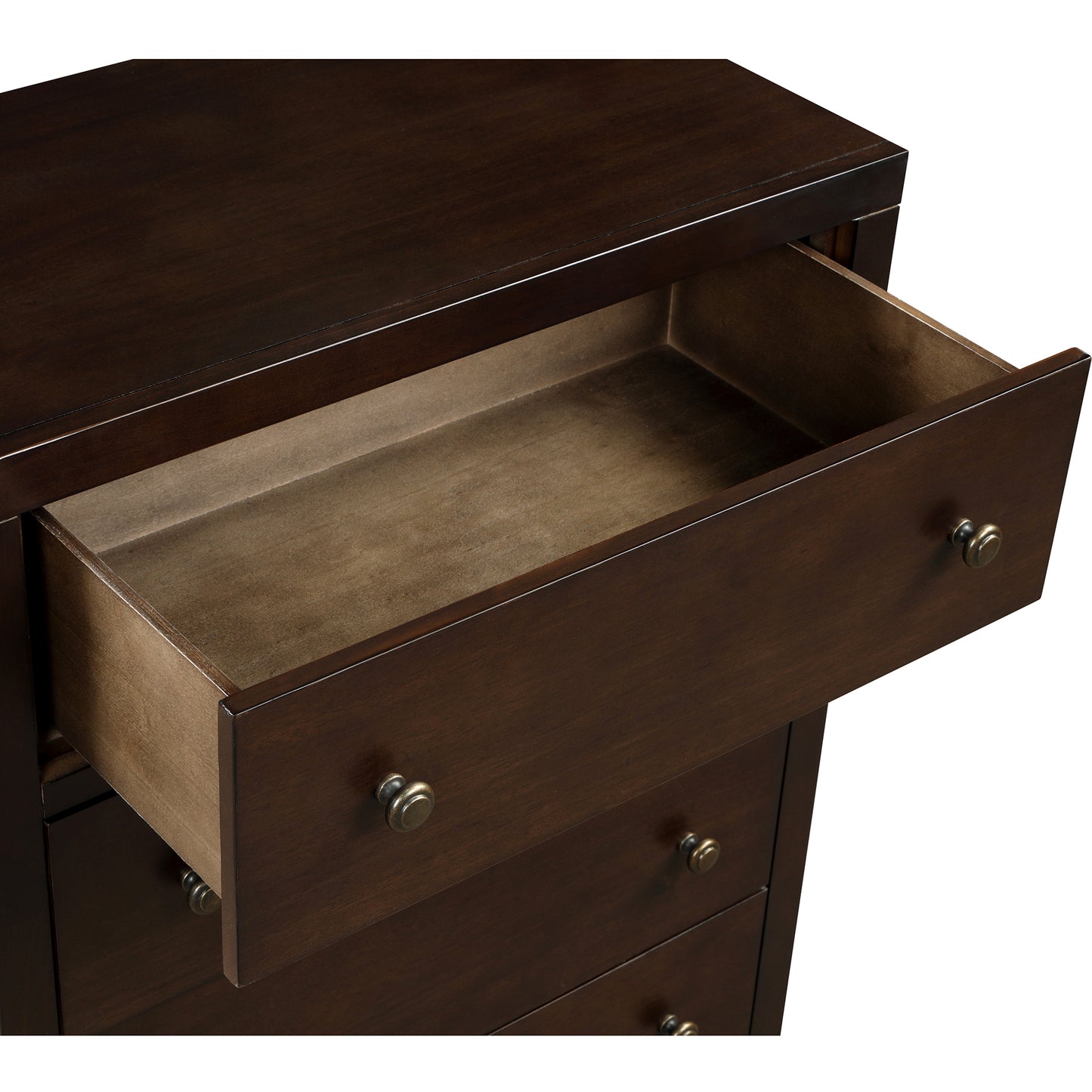 Vintage Aesthetic 5 Drawers Solid Wood Chest in Rich Brown (Chest of Freely Configurable Bedroom Sets)