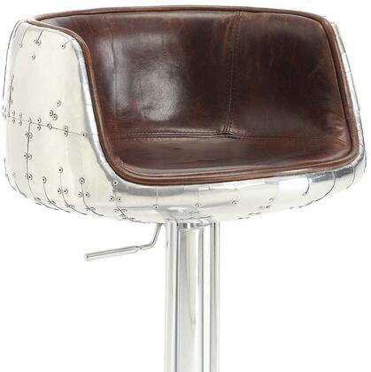 Brancaster Adjustable Stool (1Pc) in Vintage Brown Top Grain Leather & Aluminum 96555