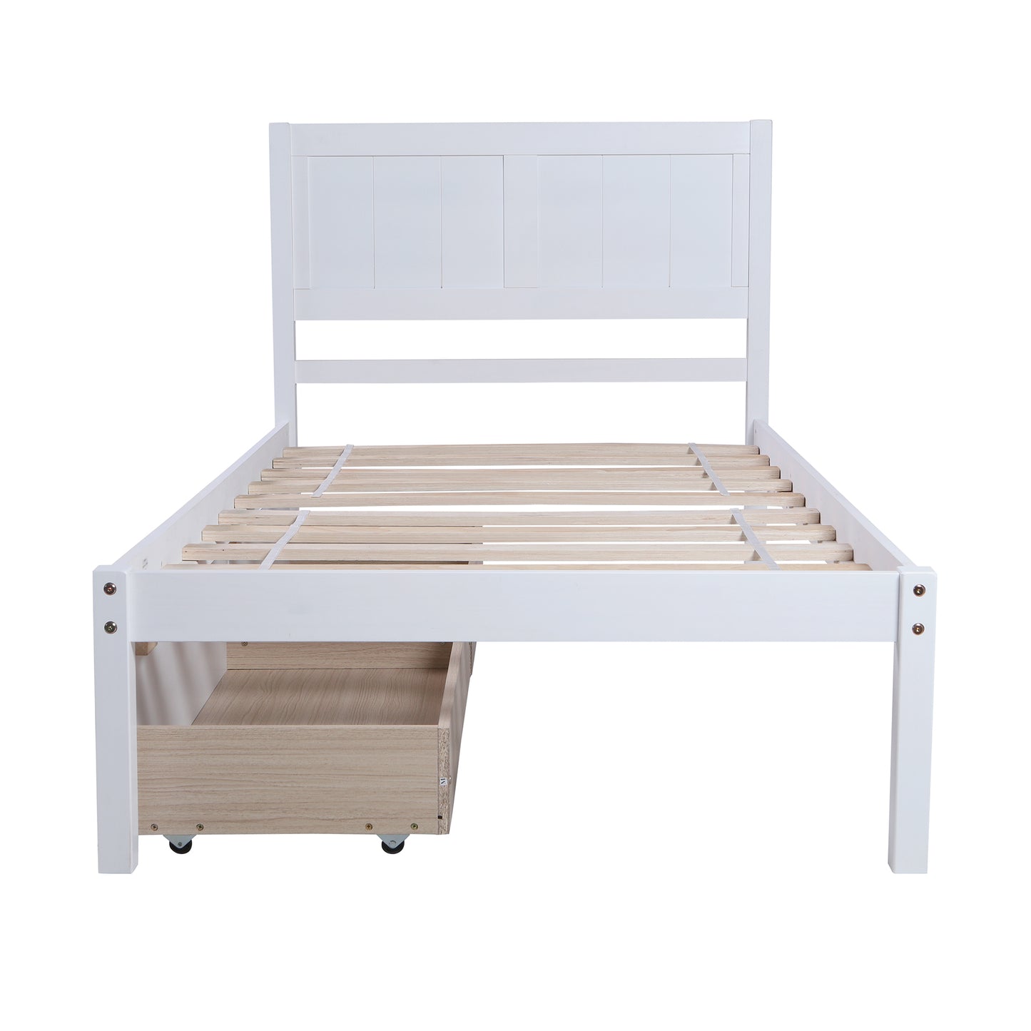 Twin size Platform Bed Wood Platform Bed with Two Drawers