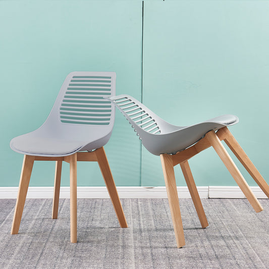 Plastic chair for living room, dining chair with wood leg(set of 2 Gray color)