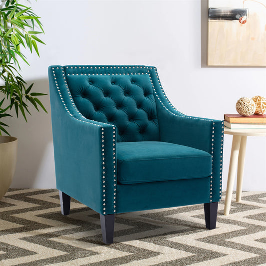 accent armchair living room chair with nailheads and solid wood legs