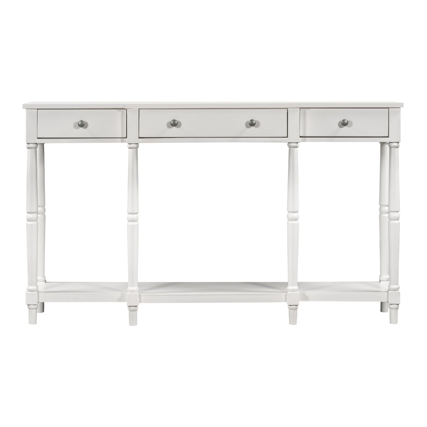 Solid Wood Console Table, Classic Entryway Table with Storage Shelf and Drawer for Home