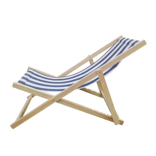 populus wood sling chair blue Stripe Broad blue Stripe (color: Natural)