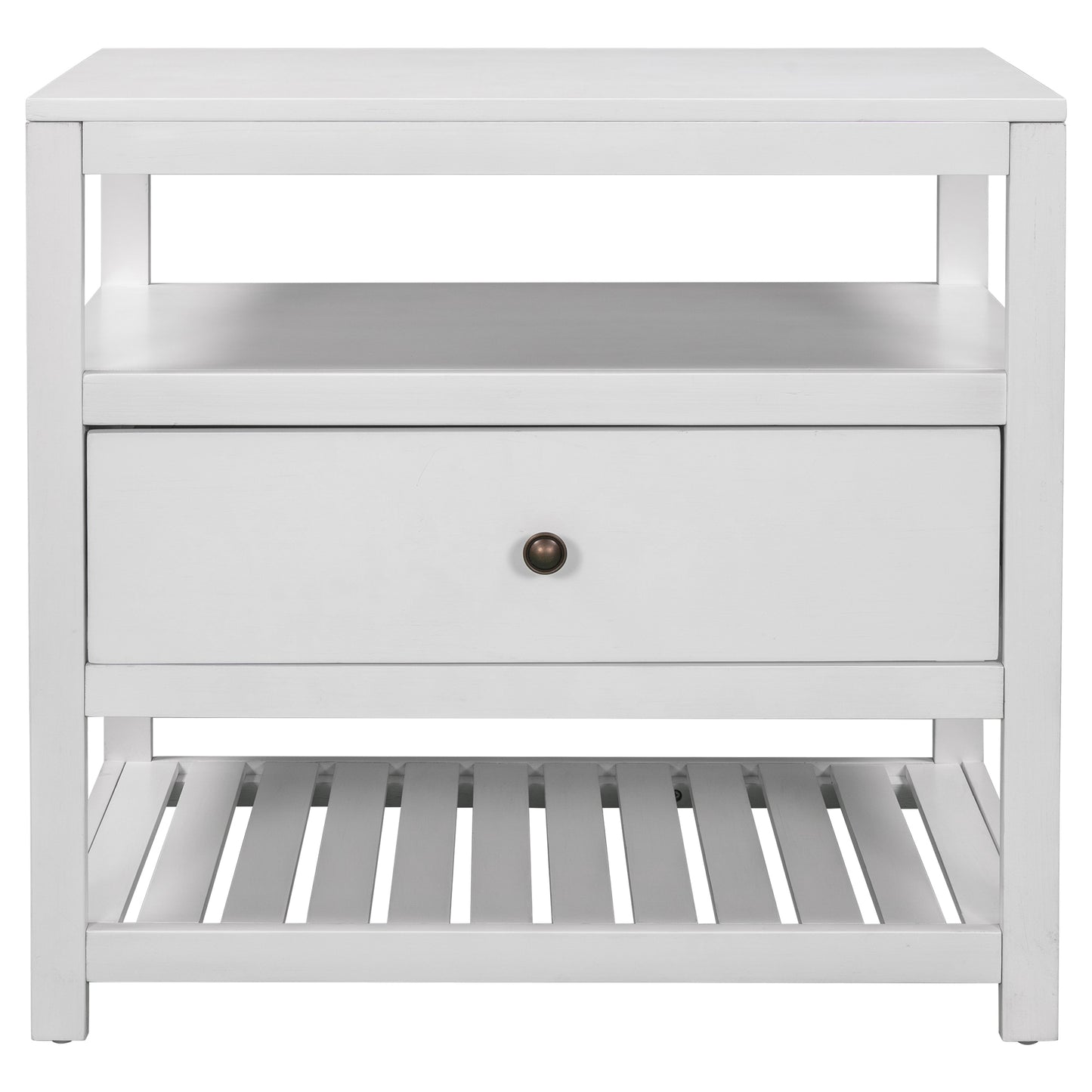 Modern Wooden Nightstand with Drawers Storage for Living Room/Bedroom, White(Expected arrival time 8.20)