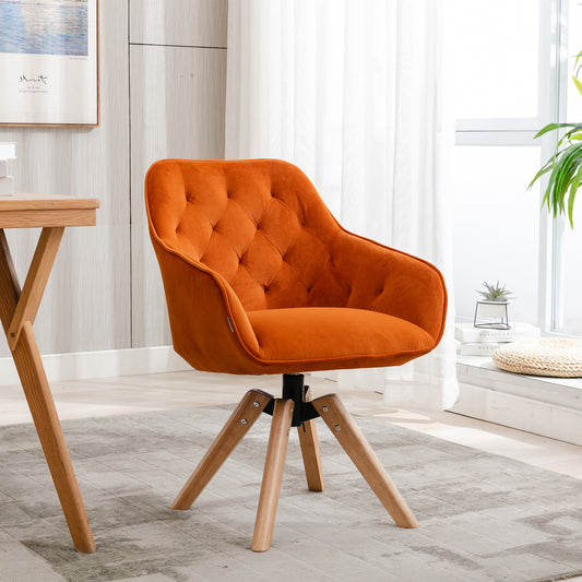 SolidWoodTuftedUpholsteredArmless home office chair