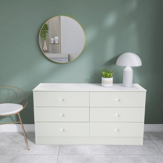 Chest of Drawers Wood Storage Cabinet with 6 Drawers-White