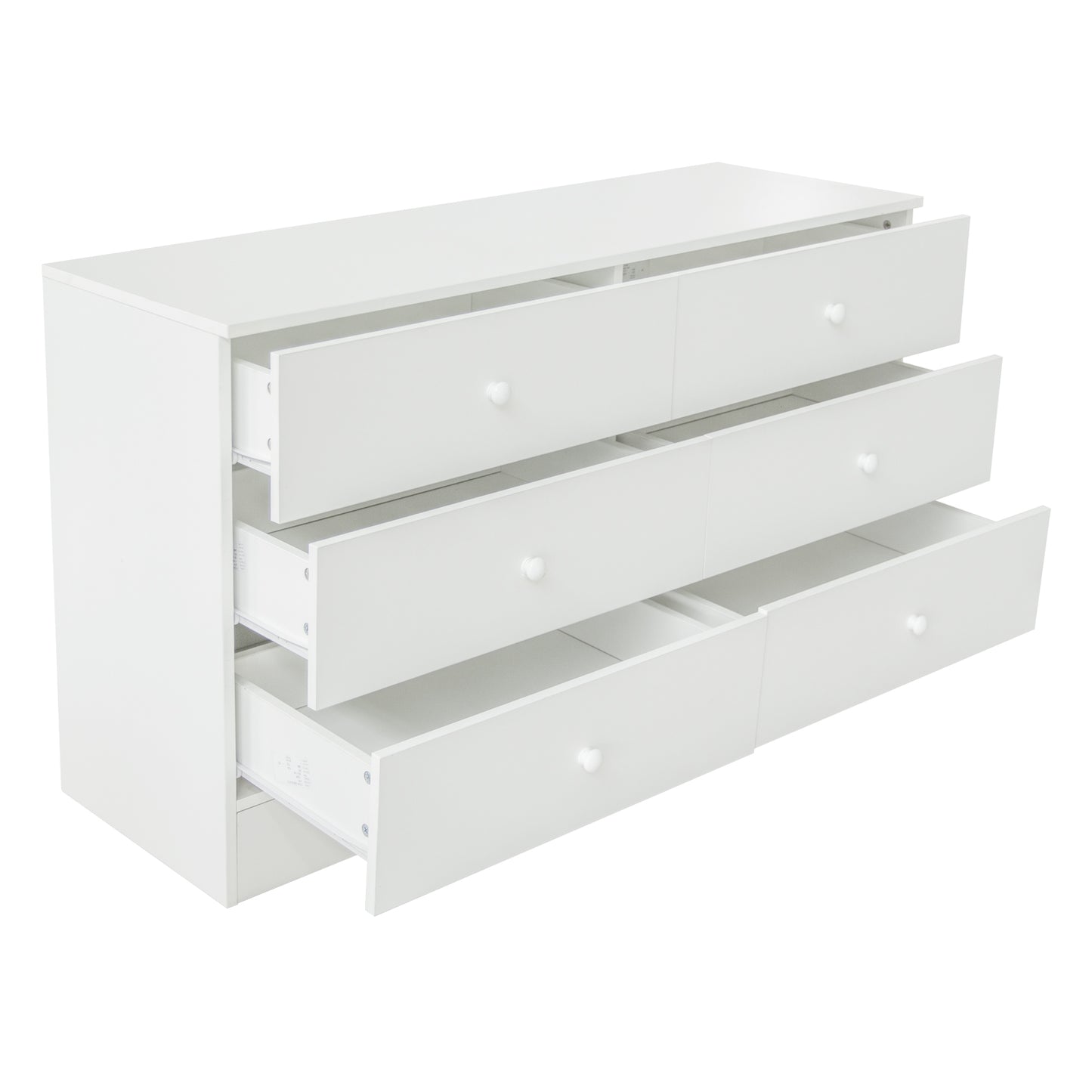 Chest of Drawers Wood Storage Cabinet with 6 Drawers-White