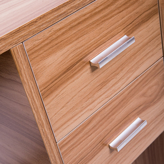 Computer Desk with 2 Pull Out Storage Drawers and Stable Wooden Frame, OAK