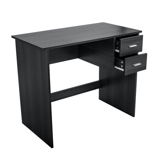 Computer Desk with 2 Pull Out Storage Drawers and Stable Wooden Frame, Black