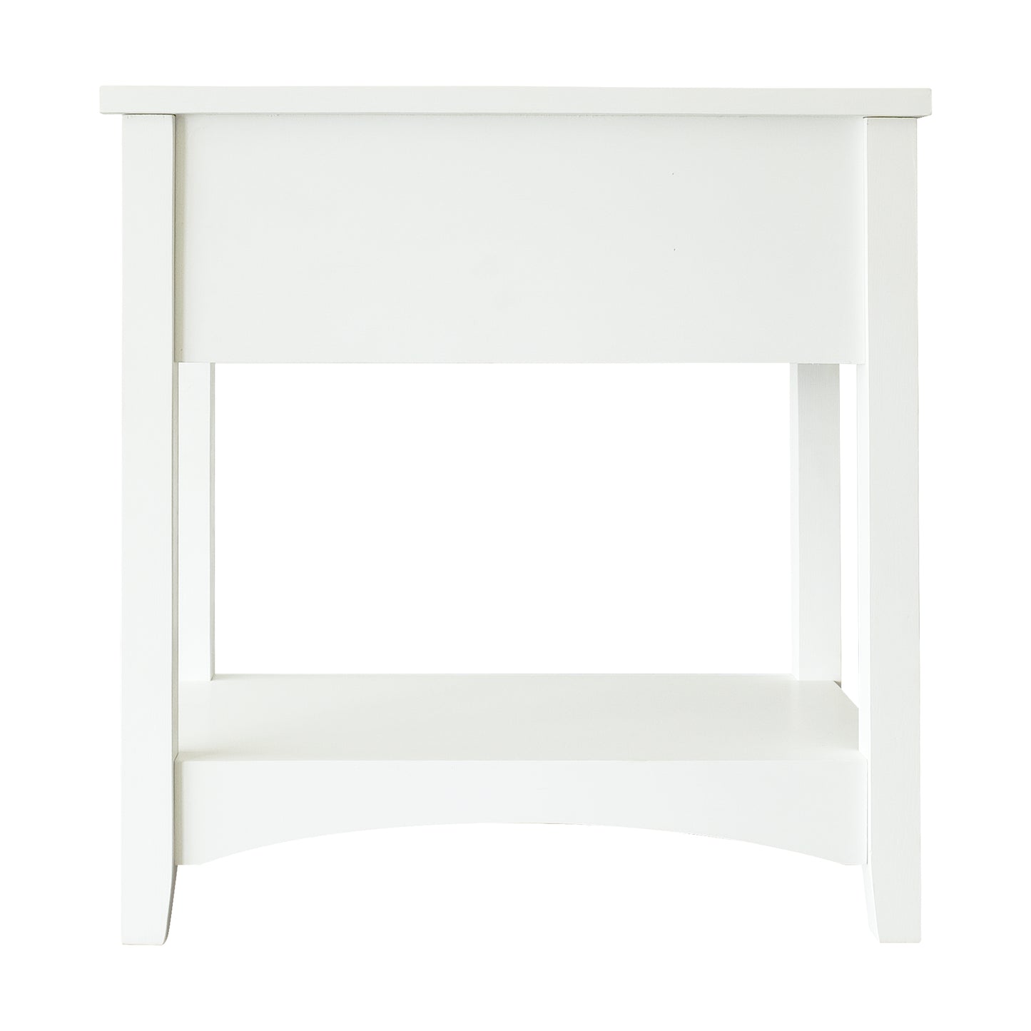 2-Tier Side End Table with Storage Shelf and Drawer, Narrow Nightstand for Living Room Bedroom Small Spaces, Solid Wood Legs, Ivory White
