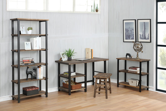 Pomona 31"H 2-Shelf Metal and Solid Wood Under-Window Bookcase