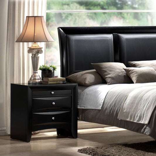 Contemporary Style Nightstand End Table 1Pc Black Finish Wood Veneers & Solids 2 Storage Drawers