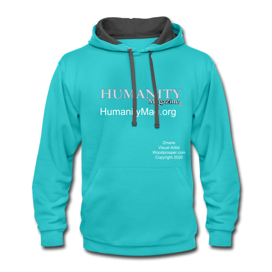 Unisex Humanity Project Contrast Hoodie - scuba blue/asphalt