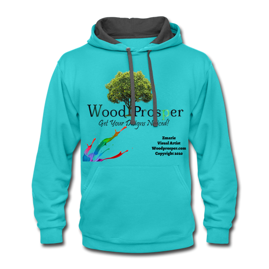 Wood Prosper Contrast Hoodie - scuba blue/asphalt