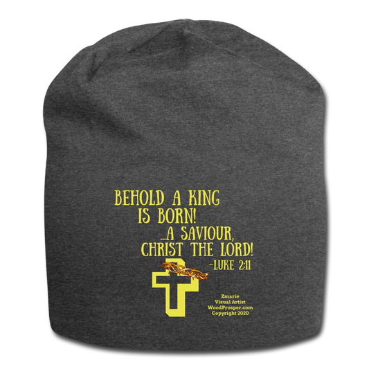 A King Is Born Jersey Beanie - charcoal gray