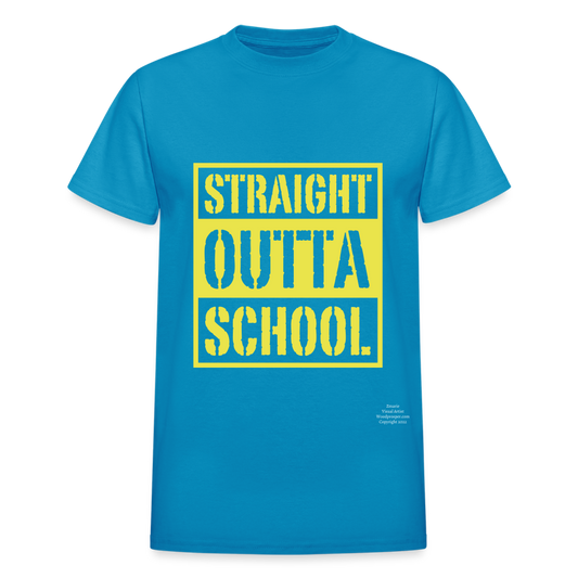Straight Outta School Adult T-Shirt - turquoise