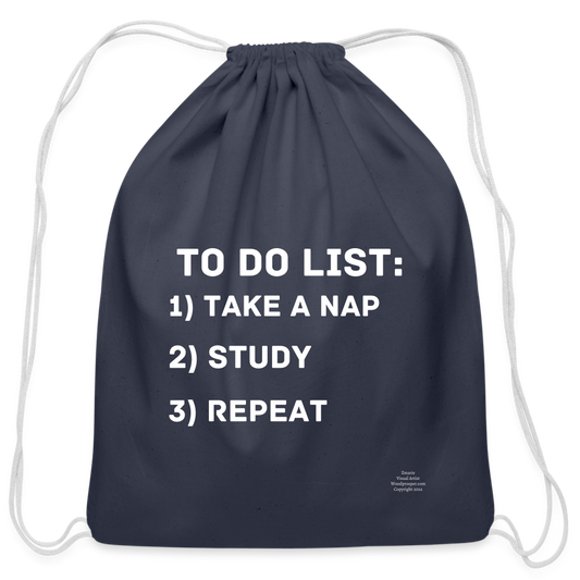 TO DO LIST Cotton Drawstring Bag - navy