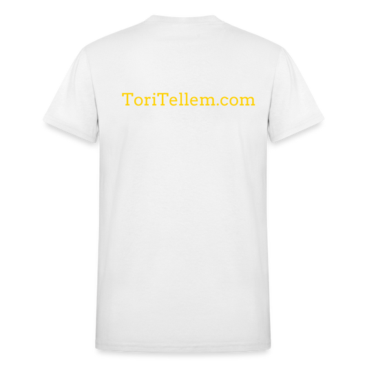 "THERE SHE GO" Cotton Unisex T-Shirt - white