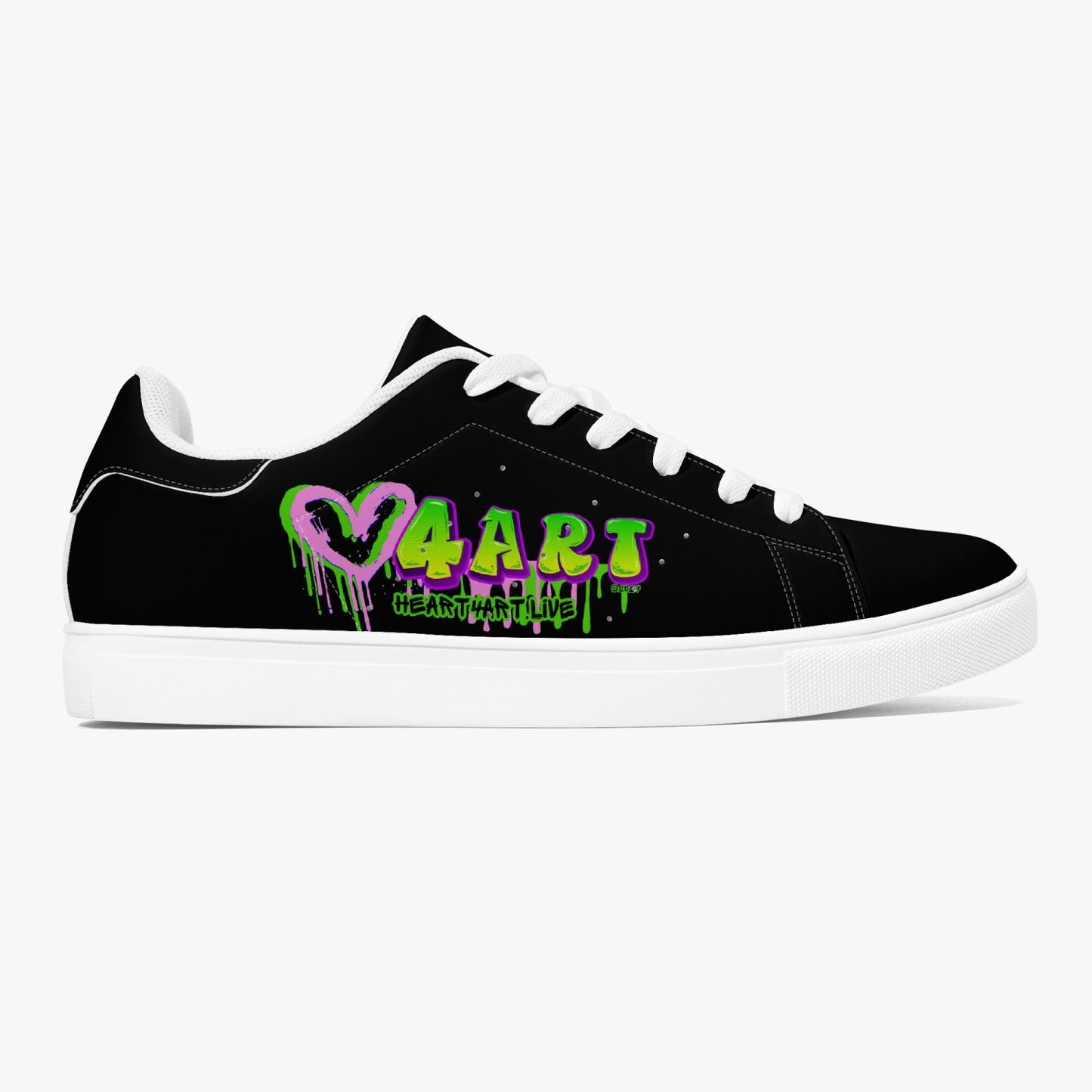 HEART4ART Low-Top Leather Sneakers - White/Black