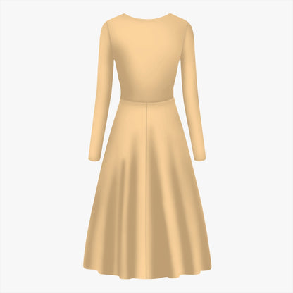 Solae Women's Long-Sleeve One-piece Dress (Gold/Tan)