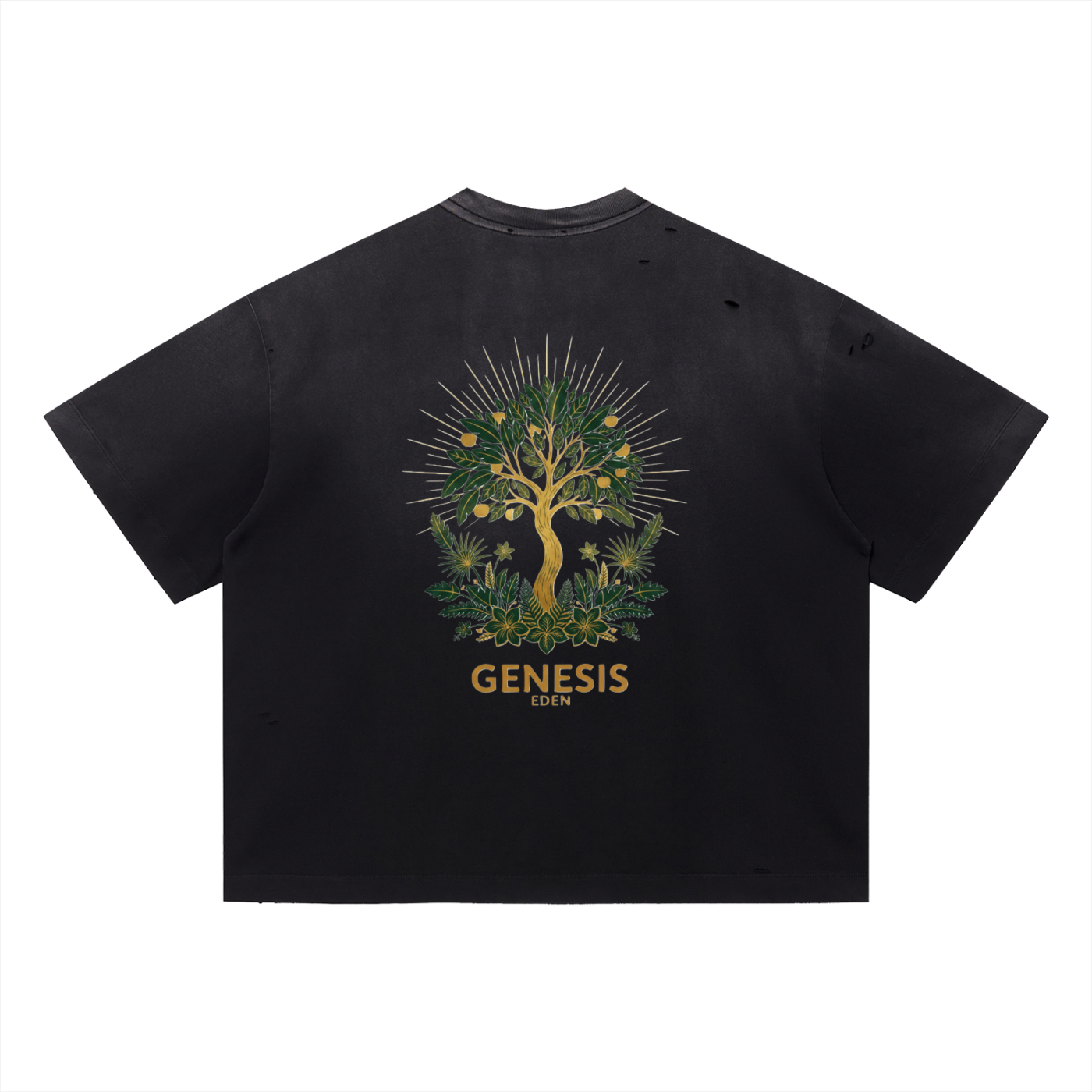 THE GENESIS COLLECTION: GARDEN Unisex Vintage Washed Distressed Boxy Oversized T-Shirt