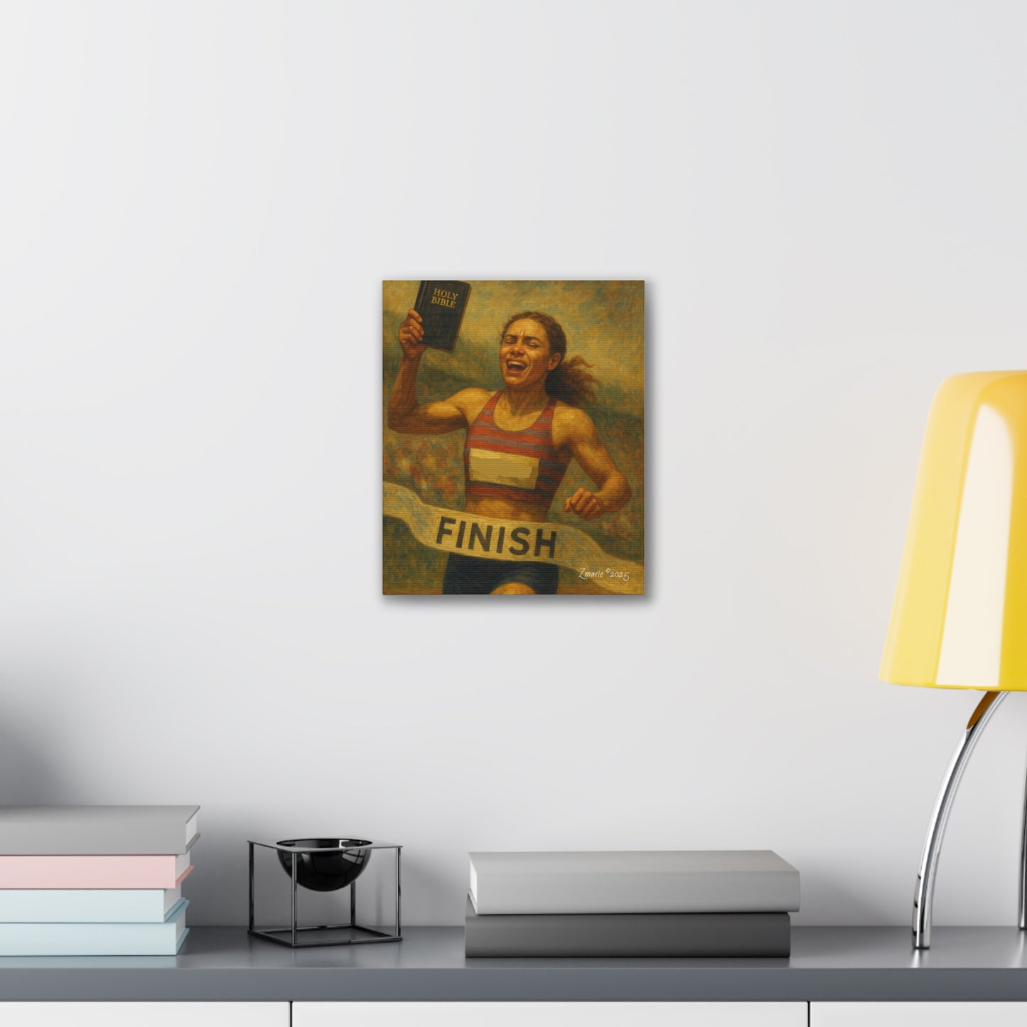 CHRISTIAN FEMALE TRACK RUNNER INSPIRED ARTWORK Canvas Stretched, 0.75"