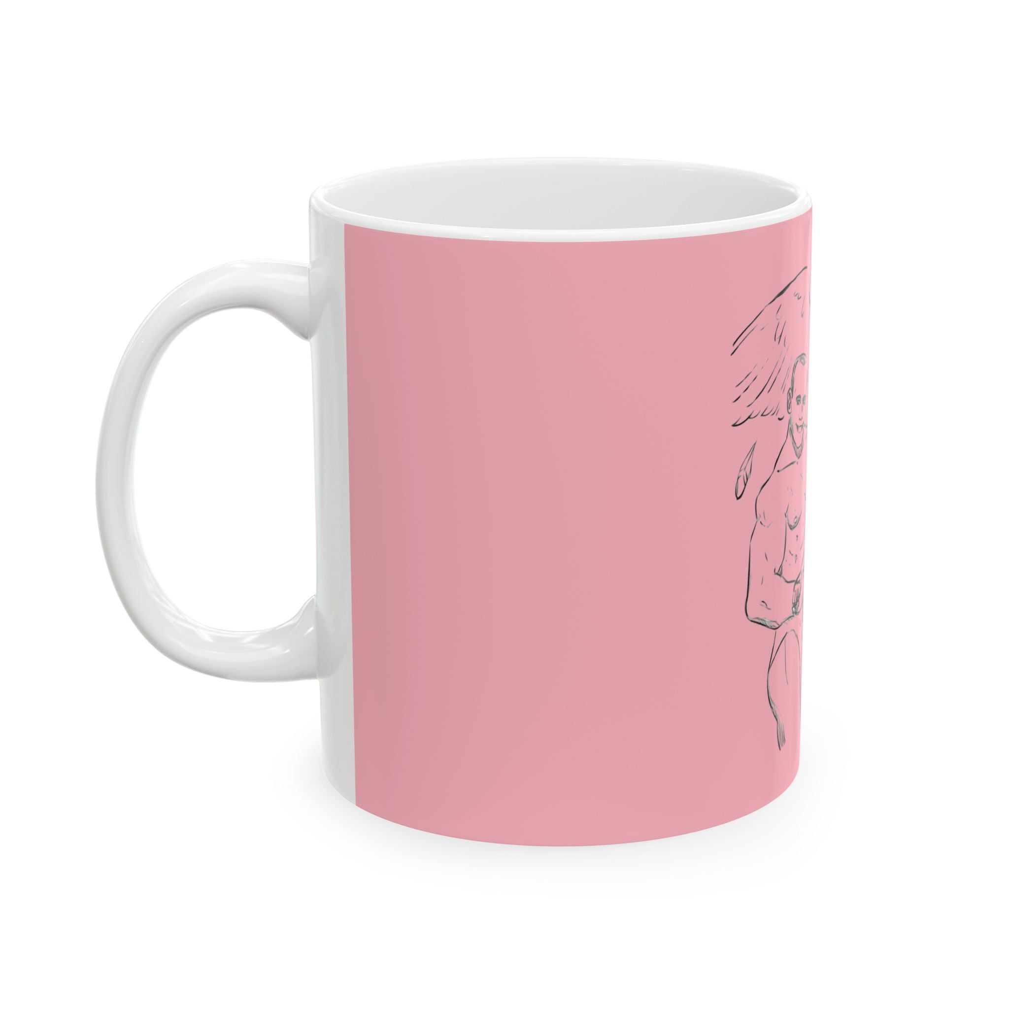 THE HAWK Ceramic Mug, (11oz, 15oz) Light Pink
