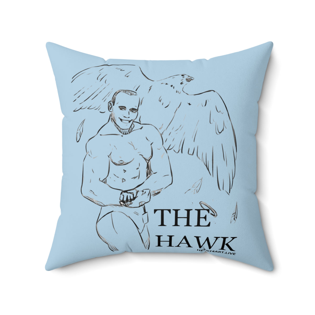 THE HAWK Spun Polyester Square Pillow (Light Blue)