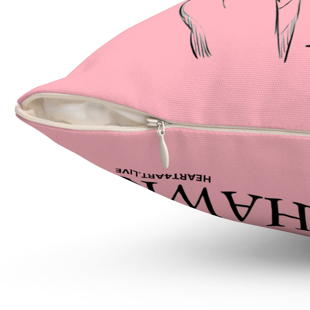 THE HAWK Spun Polyester Square Pillow (Light Pink)