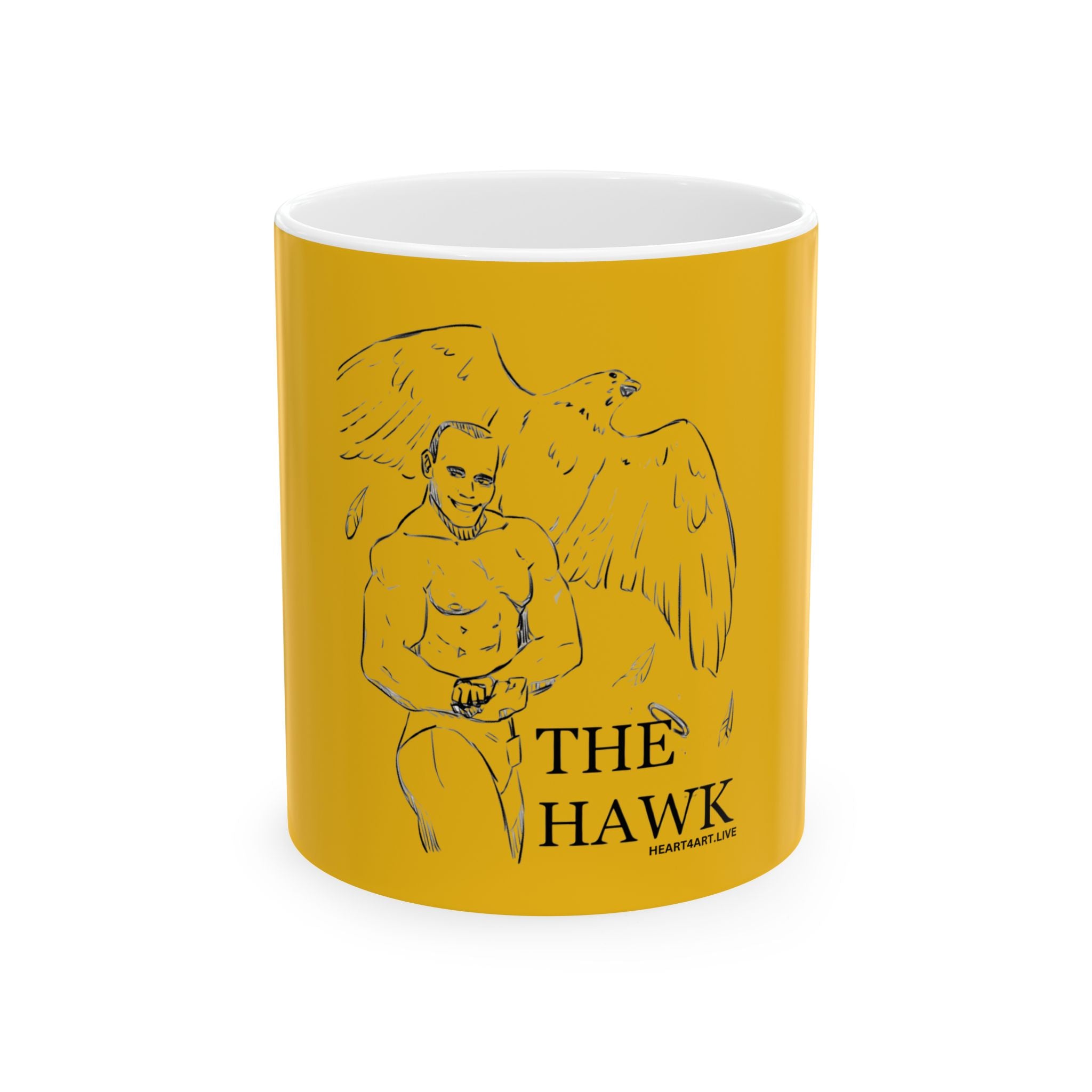 THE HAWK Ceramic Mug, (11oz, 15oz) Gold
