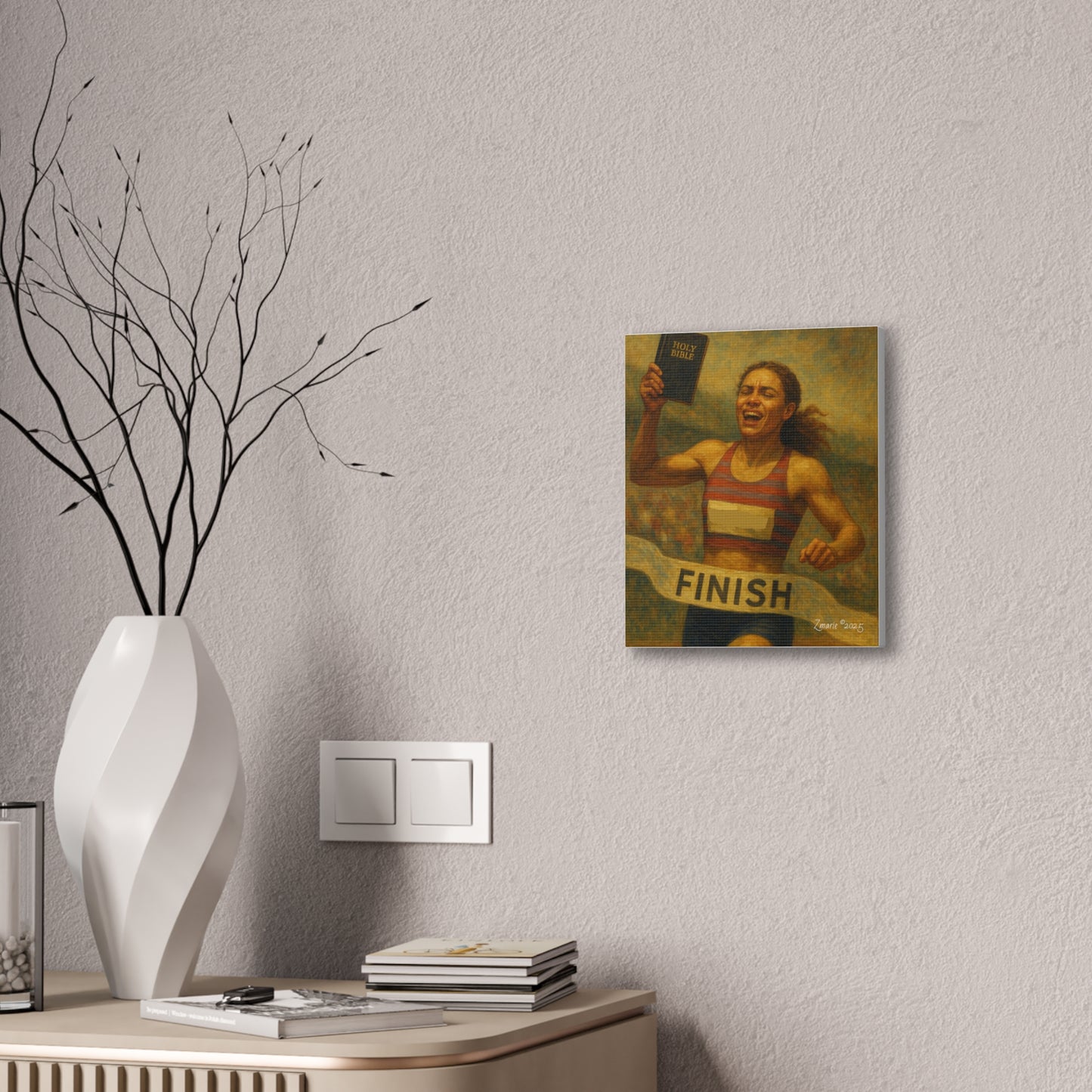 CHRISTIAN FEMALE TRACK RUNNER INSPIRED ARTWORK Canvas Stretched, 0.75"