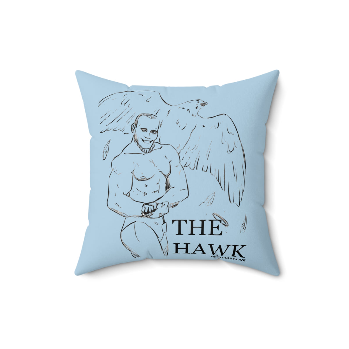 THE HAWK Spun Polyester Square Pillow (Light Blue)