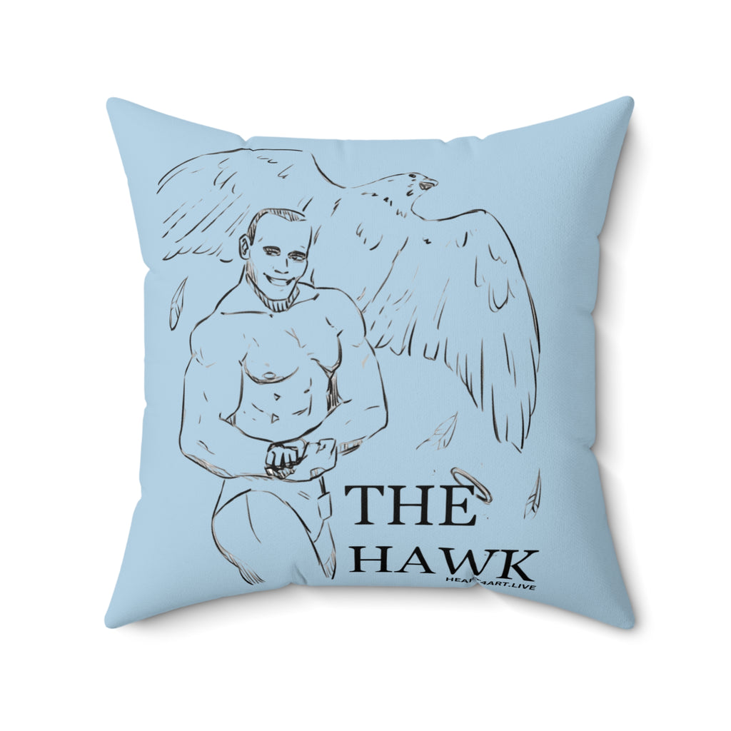 THE HAWK Spun Polyester Square Pillow (Light Blue)