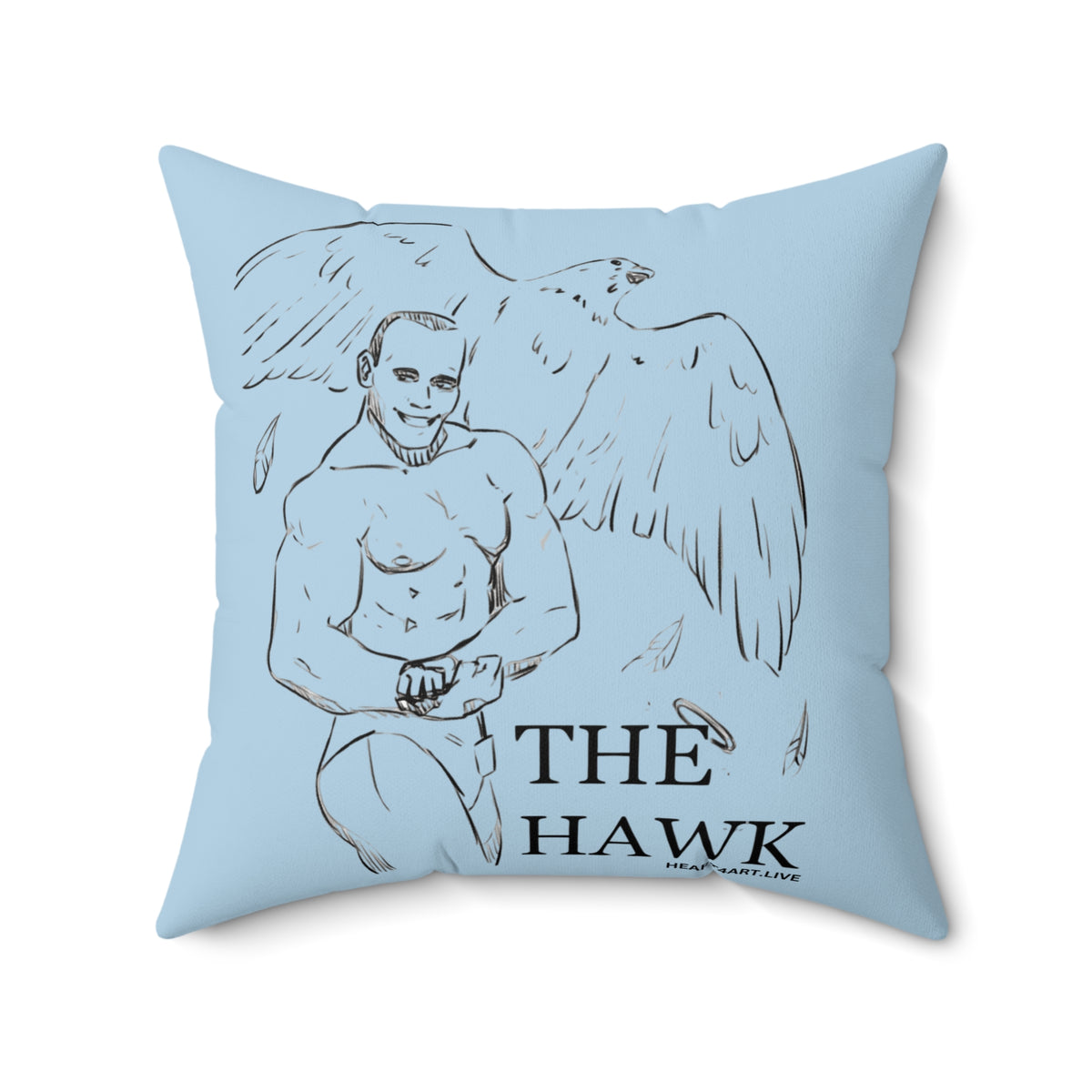 THE HAWK Spun Polyester Square Pillow (Light Blue)