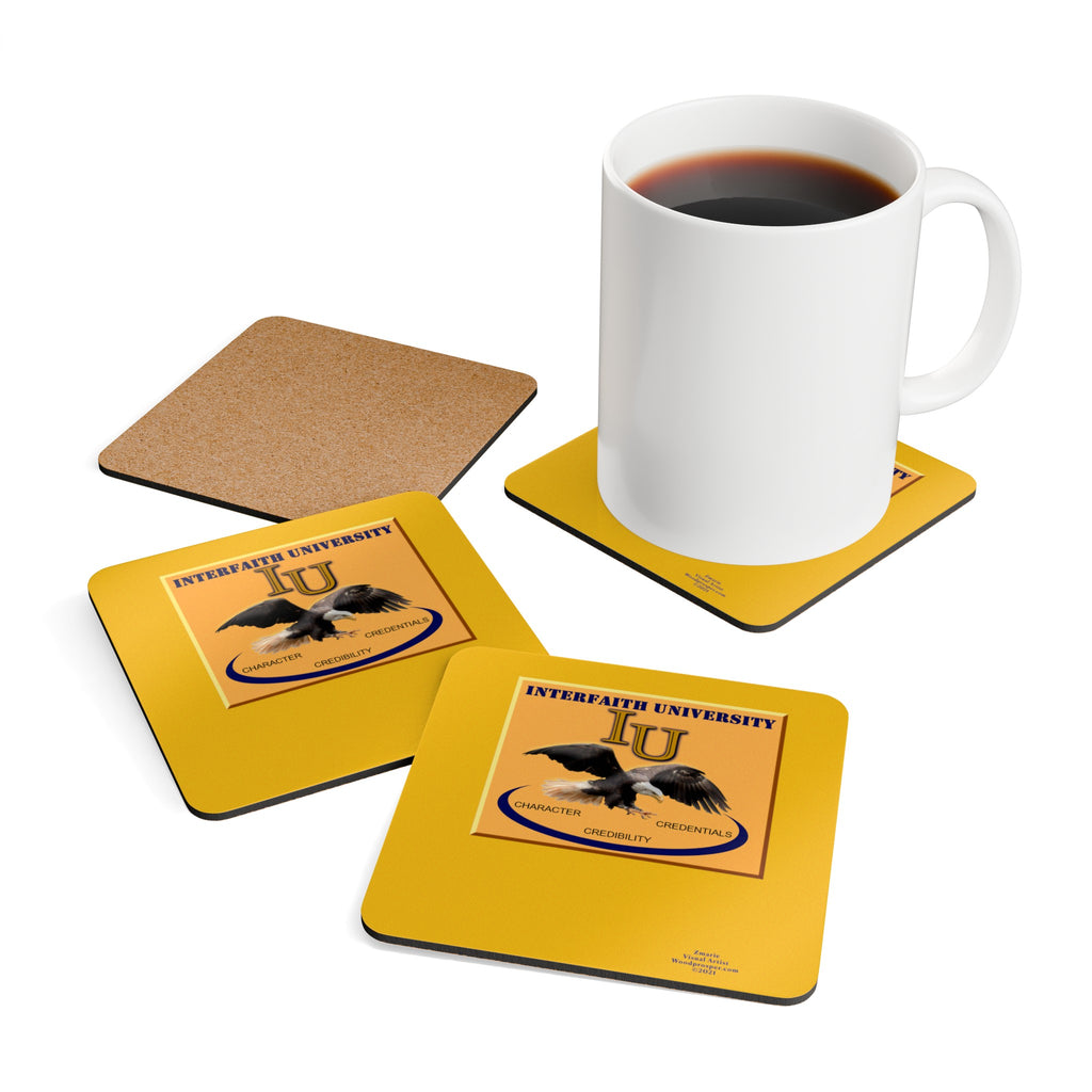 Interfaith University Corkwood Coaster Set (Gold)