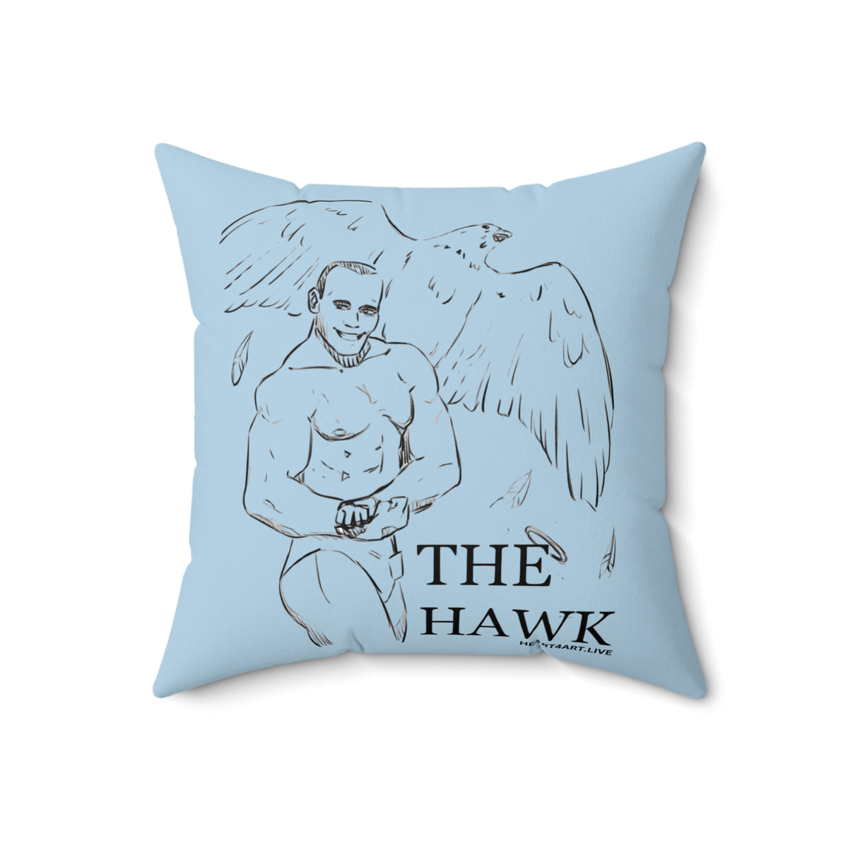 THE HAWK Spun Polyester Square Pillow (Light Blue)