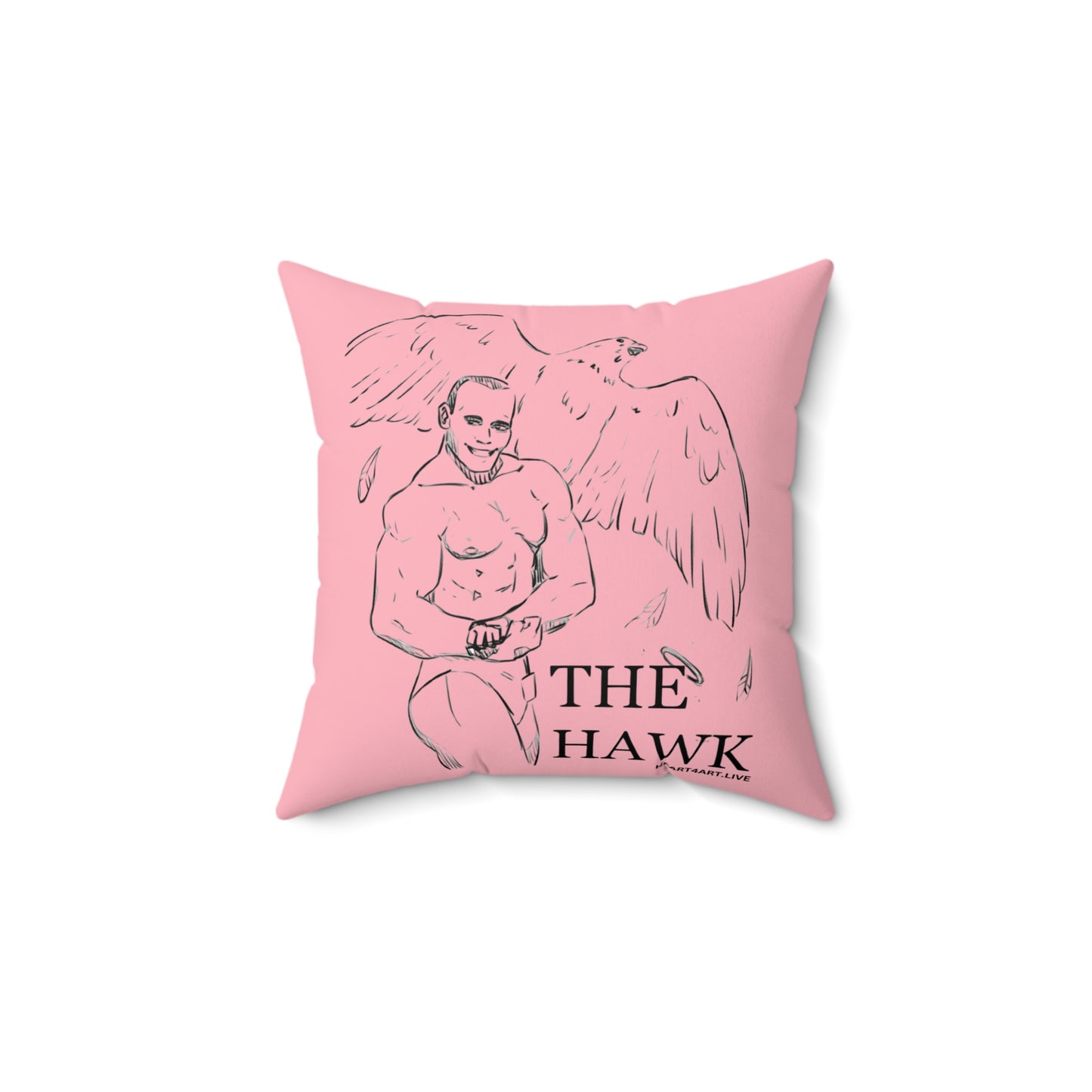 THE HAWK Spun Polyester Square Pillow (Light Pink)