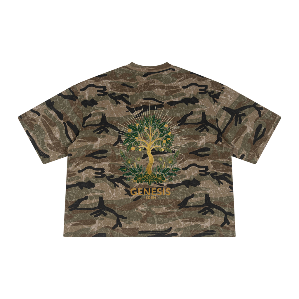 THE GENESIS COLLECTION: GARDEN Unisex Boxy Camo Print T-Shirt