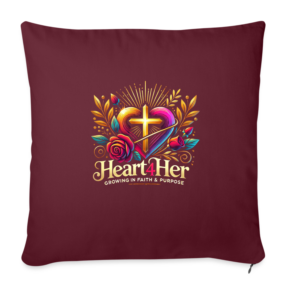 Heart4Her Throw Pillow Cover 18” x 18” - burgundy