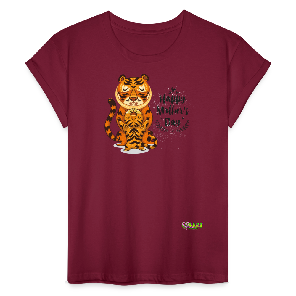 Happy Mother's Day- Tiger (Women's Relaxed Fit T-Shirt) - burgundy