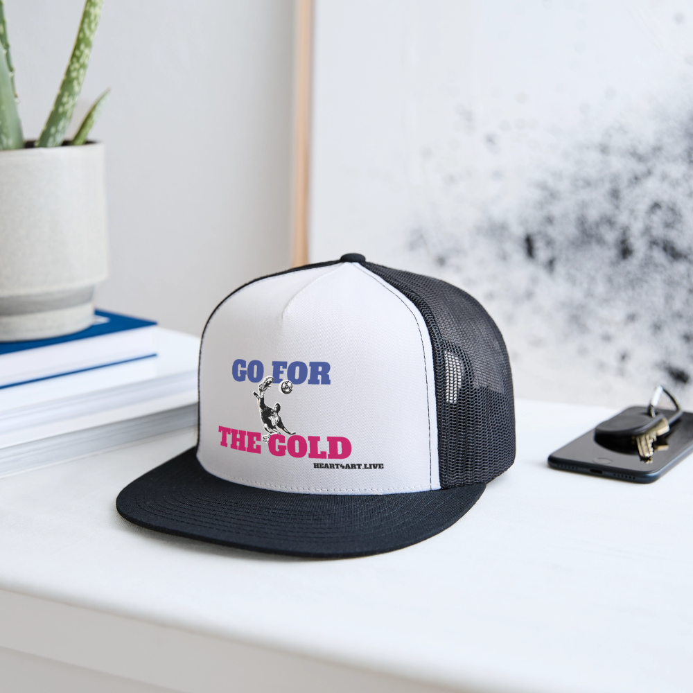 GO FOR THE GOLD Unisex Trucker Hat - white/black