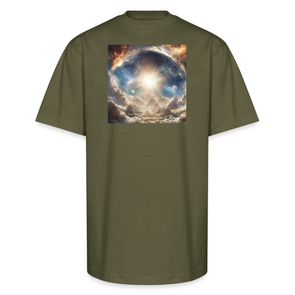 God's Creation of Heaven and Earth Interpretation Unisex Oversized Heavyweight T-Shirt - classic olive