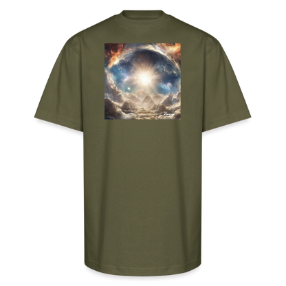 God's Creation of Heaven and Earth Interpretation Unisex Oversized Heavyweight T-Shirt - classic olive