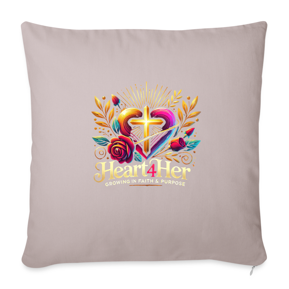Heart4Her Throw Pillow Cover 18” x 18” - light taupe
